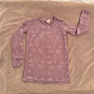 Kate Quinn Bamboo Long Sleeve Top Size 5Y Mauve Leaf Print